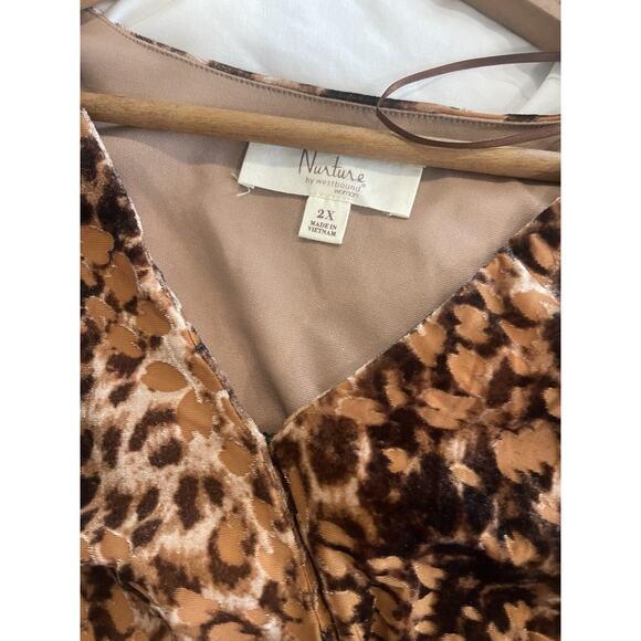 NWT Nurture By Westbound Animal Print Hi Low Velvet Velour Faux Wrap Dress 2X - Picture 5 of 6